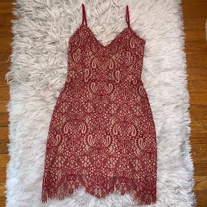 For Love And Lemons Vika Dress in Red & Nude